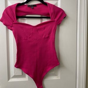 LULUS magenta pink bodysuit with cutouts